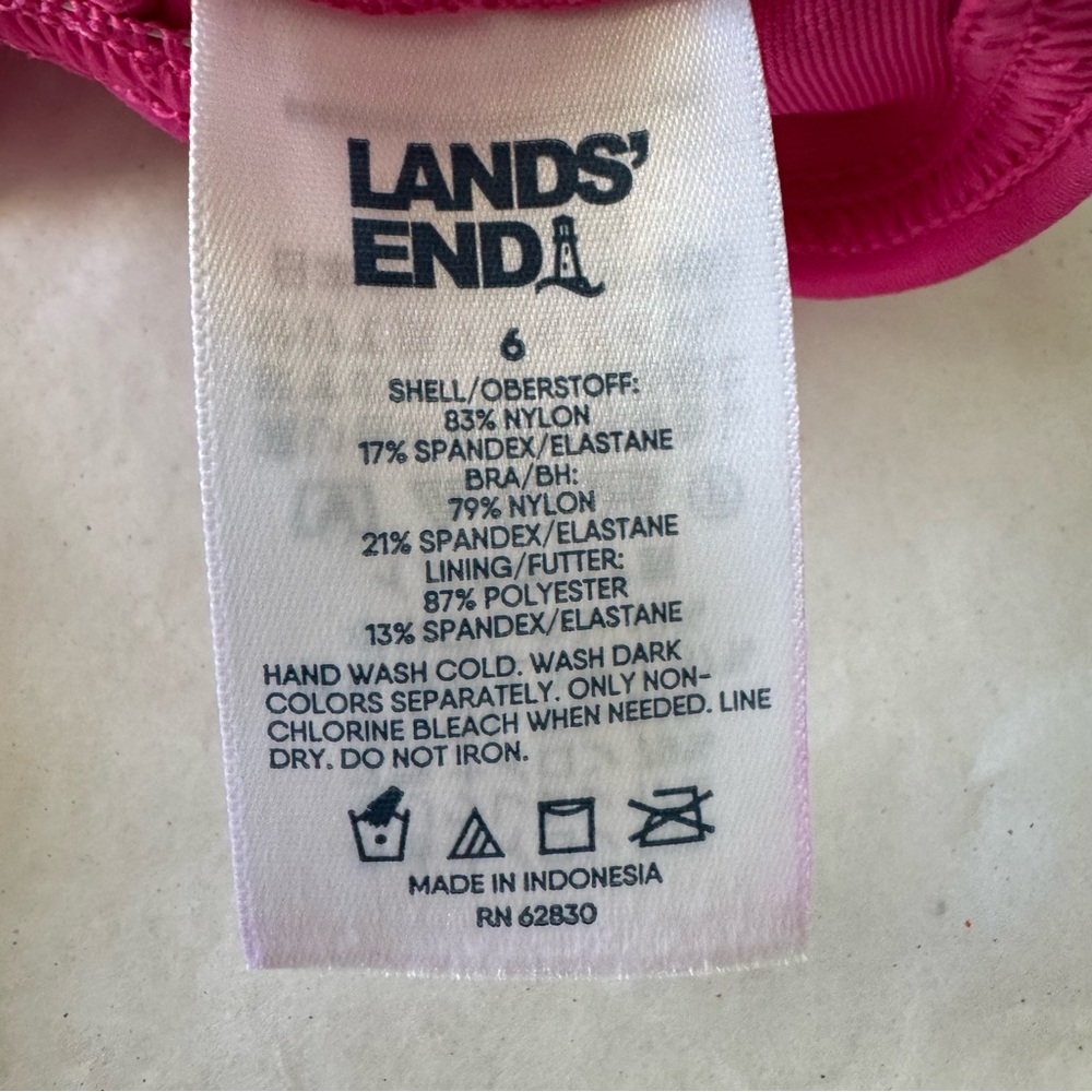 LANDS’ END Size 6 Pink Underwire Bikini Swimsuit Top - Picture 5 of 5